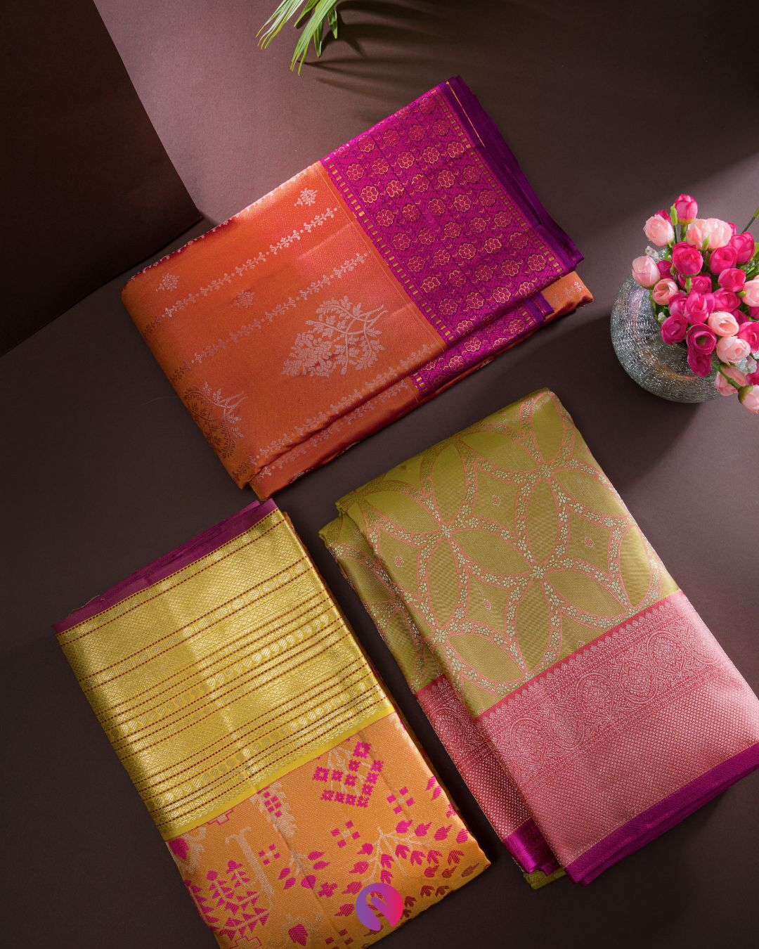 Silk sarees folded